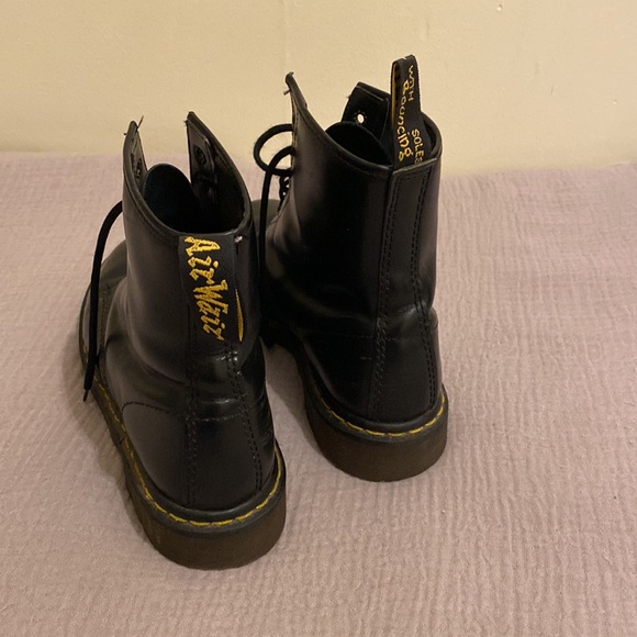 Dr. Martens Black Leather Boots with Yellow Stitching. Size 8 . Made in England - Picture 5 of 11